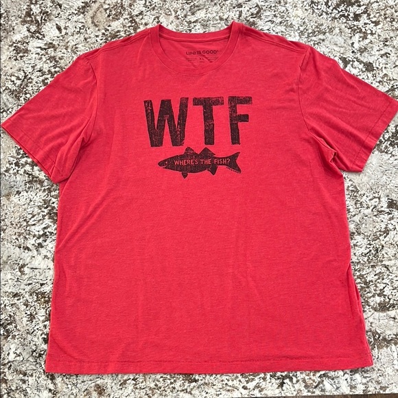 Life is Good Red Crusher Cool Tee, XL, GUC - Picture 1 of 5